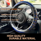 PINCTROT Large Size Race Grip Steering Wheel Cover, Anti Slip Silicone Perforated Design with Soft Touch Padding, Enhanced Grip for Sporty Driving 15.5-15.75 Inch (Racing Blue)