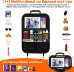 2PCS Backseat Car Organizer with Foldable Tray-11+2 Pockets Car Organizer and Storage,Car Seat Back Protector Road Trip Essentials Storage Caddy/Stuff for Cars/Truck/SUV Christmas Gifts