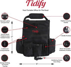 Tidify Car Front Seat Organizer [2025 UPDATED] with Dedicated Tablet and Laptop Storage Stabilizing Side Straps Soft Adjustable Shoulder Strap and Hardened Buckles Your Office Away from Office.