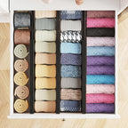 SpaceAid Bamboo Dresser Drawer Dividers 6 Pack, 4.65“ High Adjustable 12.5“-17” Drawer Organizers, Expandable Organization fo