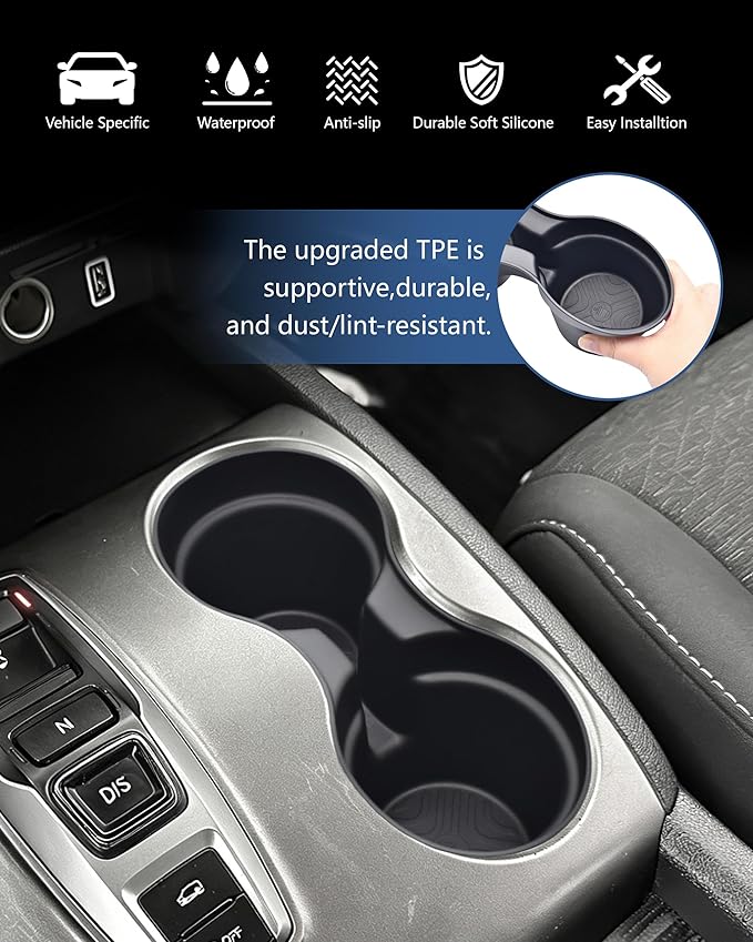 Cup Holder Inserts for Honda Pilot 2016-2022| Ridgeline 2017-2023| Passport 2019-2023 Accessories, Non-Slip TPE Center Console Protector to Prevent Spills & Scratches