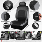 CAR PASS Leather Car Seat Covers Front Seats only, with Air Mesh Front Seat Covers Breathable, Cool Automotive Seat Covers 2 