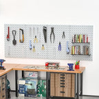 Pegboard Smith Metal Pegboard Panels, 16" x 12" Heavy-Duty Steel Peg Boards for Garage Tool Storage, Wall-Mounted Pegboard Or