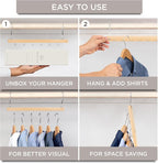 MORALVE Space Saving Hangers for Closet – 4 Pack European Beechwood 6-Tier Shirt Organizer with 360° Swivel Hook – Collapsibl