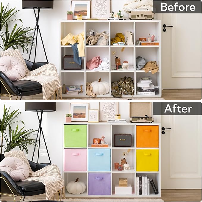 GRANNY SAYS 13 Inch Cube Storage Bins, Colorful Cube Storage Organizer, Fabric Storage Bins, Storage Cubes for Shelves, Close