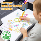 Kids Travel Tray for Toddler Carseat, Road Trip Activities Essentials for Toddler, Kids Lap Desk Tray with Tablet Holder Stand ＆ Dry Erase Board (Grey)