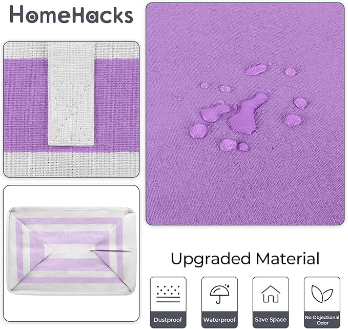 HomeHacks 2 Pack Large Laundry Baskets, Waterproof, Freestanding Laundry Hampers, Collapsible Clothes Hamper with Reinforced 