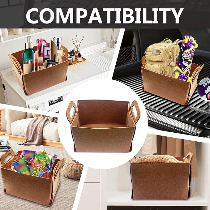 Felt Car Trunk Organizer, Foldable Vehicle Storage Box, Large Capacity Multi-Purpose Automotive Interior Accessories for Cars, S