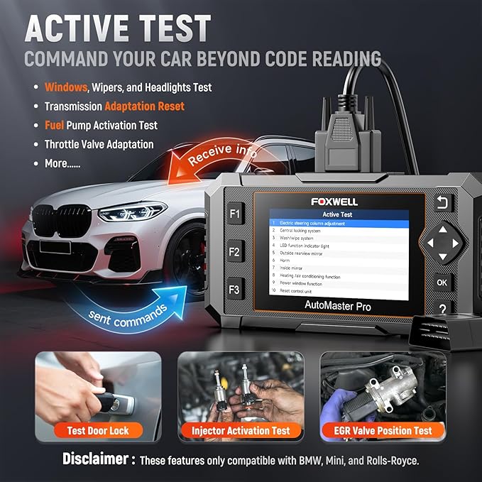 FOXWELL NT510 Pro fit for BMW OBD2 Scanner with 12V Battery Tester, Full System Diagnostic Bi-Directional Control Scanner, All