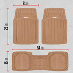Motor Trend FlexToughXL Floor Mats for Cars Full Set, All-Weather Rubber Automotive Floor Mats, Waterproof Heavy Duty Car Mats, Flexible Floor Liners for Car Truck Van SUV, Car Floor Mats (Beige)