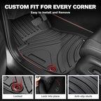 Powerty Floor Mats for Honda CR-V 2023 2024 2025 2026 (Include Hybrid) Accessories All Weather Car Floor Mats, 3D TPE Anti-Slip Liners for Car, 1st & 2nd Row Black