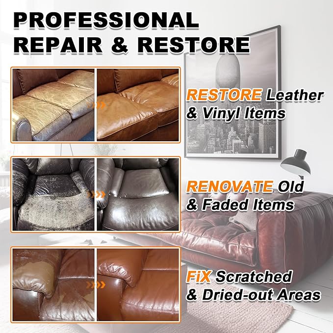 12oz Leather Recoloring Balm & 3.4oz Mink Oil Leather Conditioner kit,Black Leather Color Repair Kits for Couches, Leather Co