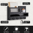 Key and Mail Holder Wall Mount, Key Hanger with Long Storage Box and 5 Hooks for Coat, Dog Leash, Home Decor Rack, House Acce