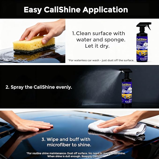 CaliShine Quick Effect Coating Spray - 16.9 fl oz Waterless Ceramic Car Wax Coat - Detail Polish & Cleaner for Cars Boat Body