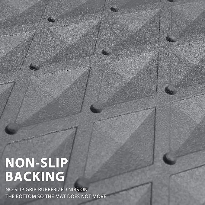 CAR PASS Gray Rubber Car Mats, All-Weather Floor Mats Full Set Durable Anti-Slip 3D Rhombus Waterproof Automotive Pad Trim to Fit Liner Universal Fit for Sedan SUV Truck Van, 4 Pcs All Gray Rubber