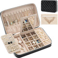 Lolalet Travel Jewelry Case for Women Girls, Travel Jewelry Organizer Box with Mirror & Clear Storage Bag, Small Portable Ear