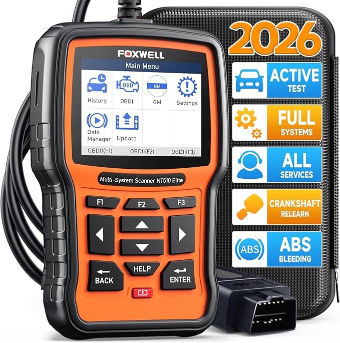 FOXWELL NT510 Elite fit for GM OBD2 Scanner, Bi-Directional All System Engine ABS SRS Diagnostic Scan Tool Code Reader for