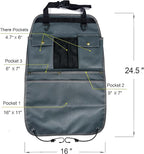Car Seat Back Organizer with Multiple Pockets and Hooks (grey)