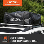 CARGOSMART CargoSmart Soft Sided Car Top Cargo Bag, 38”x38”x18” – Adds up to 15 Cubic Feet of Storage – Easily Mounts to Vehicle’s Roof Rack or Roof Top Basket – Heavy-Duty Vinyl, Black