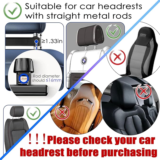 2026 Tablet Holder for Car Headrest 2 Pack [3 in 1 Sturdy Upgrade Extension Arm] 360° Rotating Adjustable for iPad/Phone Headrest Mount, for Most Tablets/Phones, Fit Larger Tablet - Black