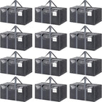 12 Pack Extra Heavy Duty Large Moving Bags with Strong Zipper & Comfortable Handles, Sturdy & Durable Clothes Storage Bags To