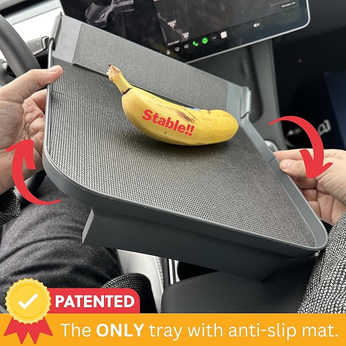 Tesla Model Y Model 3 Accessories 2020 to 2026, Car Eating Food Table Alset Tray, Center Console Organizer, for Autopilot, Road Trips. Anti-Slip Mat for Stability. (Tray ONLY)