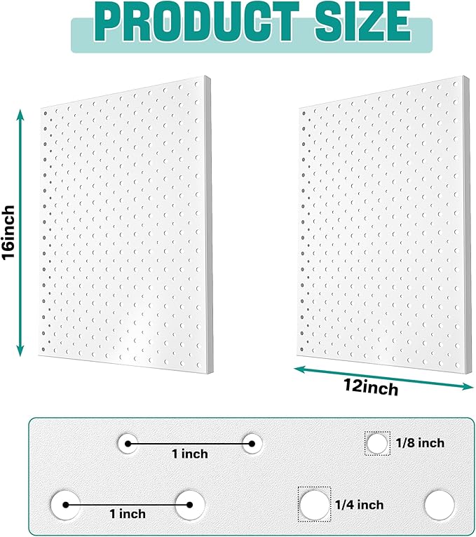 EVERHANGER Metal Pegboard Panels, Heavy Duty Pegboard Wall Organizer, Garage Wall Panels, Tool Storage Organization, 12"X16",