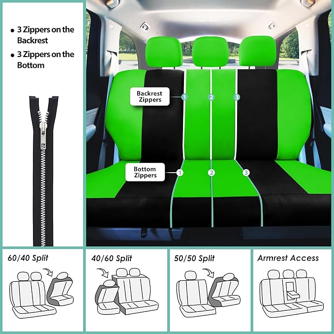 FH Group Car Seat Covers Full Set Cloth - Universal Fit,Automotive SeatCovers,Low Back Front SeatCovers,Airbag Compatible,Spl