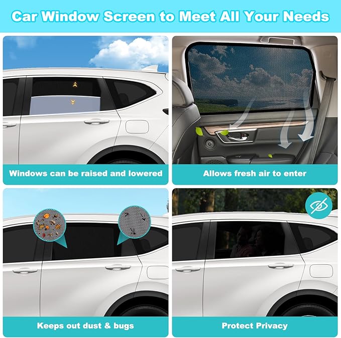 XCBYT CRV Window Shades for 2017-2022, 4PCS Side Window Sun Shades with Breathable Mesh, Magnetic Car Window Covers for Baby & Privacy, UV Protection & Heat Insulation