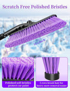 HEEYA 44 Inch Snow Brush for SUV, Ice Scraper for Car Windshield Window, Extendable Snow Scraper and Brush with Comfortable Foam Grip for Truck Vehicle Automobile - Purple