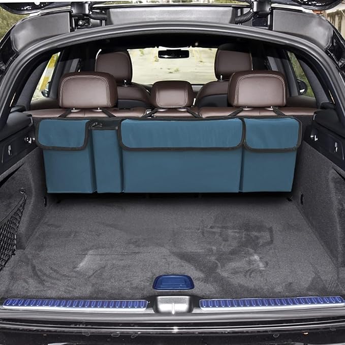 Car Trunk Organizer, Backseat Hanging Large Storage with Adjustable Straps,Waterproof PVC Collapsible Cargo Bag, Car Interior