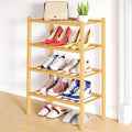 Smiry Shoe Rack, 4 Tier Small Bamboo Shoe Organizer, Stackable Free Standing Wooden Shoe Storage Shelf for Closet, Entryway, 