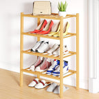 Smiry Shoe Rack, 4 Tier Small Bamboo Shoe Organizer, Stackable Free Standing Wooden Shoe Storage Shelf for Closet, Entryway, 