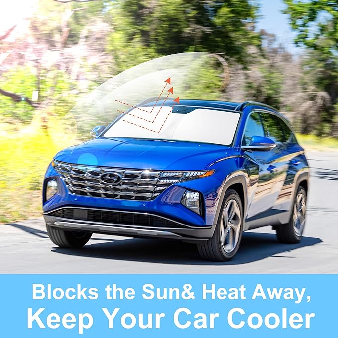 Front Windshield Sun Shade Foldable Car Front Window Sun Shade Windshield Shade Custom Fit for 2022-2025 2026 Hyundai Tucson Block UV Rays Heat Keep Cooler