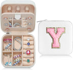Parima Jewelry Organizer Box - Small Travel Case, Mini Jewelry Boxes for Women - Letter Y, White