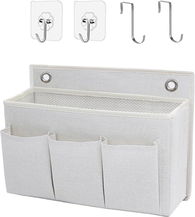 Wall Hanging Organizer Bag/Hanging Baskets with Large Mesh Compartment & 3 Pockets，Over the Door Organizer Space Saving Stora