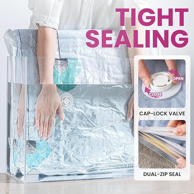 TAILI 8 Pack Vacuum Storage Bags, XXL Jumbo (47x39 Inch), Vacuum Sealed Bags for Comforter and Blankets, Bedding, Clothing, G