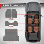 BDKProLiner Gray All Weather Rubber Auto Floor Mats & Cargo Liner - Heavy Duty 4pc Set - CB783