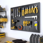Spampur Peg Board, 4 Pack Metal Pegboard Panels Black Pegboards Wall Organizer, Tools Pegboard Storage System for Workbench, 