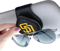 for MLB SanDiego Padres Car Visor Sunglass Holder - Black Leather Eyeglass Case with Team Logo, Clip-On Sun Visor Organizer for Auto Interior, SD Padres Gifts