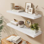 Fun Memories 40 Inch Floating Shelves in White, 9.3 Inch Deep Floating Shelf for Bathroom Living Room Kitchen, Rusitc Wall Mo