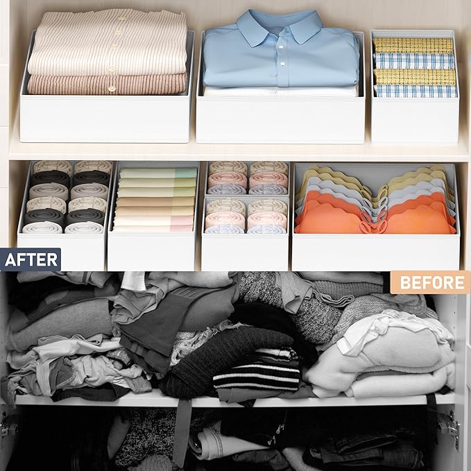 DIMJ Drawer Organizer Clothes - 18 Pack Baby Dresser Organizer for Nursery, Foldable Drawer Organizer Bins for Closet Bedroom