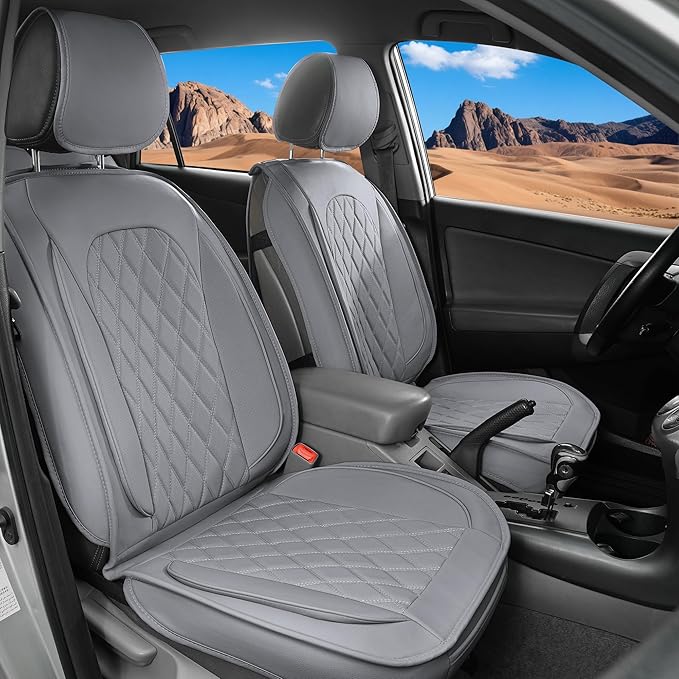 LINGVIDO Car Seat Covers for Front Seats (2 Seats) - Premium Perforated Nappa Leather,Waterproof Shield, Omni-Adapt Fit for S