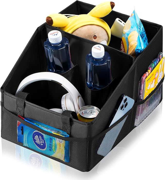 Front-Back Seat Car Organizer Box - Portable Passenger Seat Organizer, Odorless Fabric Car Seat Organizer, Universal Foldable A