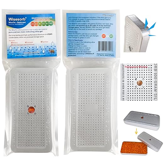 100 Gram 30 Pack Indicating Silica Gel Canister, Gun Safe Dehumidifier (Orange to Green), Reusable Desiccant Canister