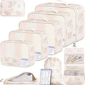 BAGAIL 9 Set Packing Cubes with Packing List Luggage Packing Organizers for Travel Accessories (Pink floral)
