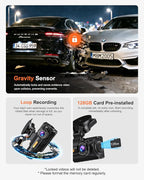 3 Channel 4K Dash Cam with STARVIS 2 Sensor, Free 128GB Card and WiFi 6 up to 20MB/s, Dash Camera for Cars with Front Rear In