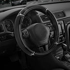 Road Comforts Leather Steering Wheel Cover - Made with PVC Leather - Anti-Slip, Universal Fit 14 1/2 inches to 15 inches - Bl