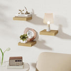 Fun Memories Small Floating Shelves for Wall - 8 Inch Square Wall Shelves with Invisible Brackets, Oak Shelves for Bathroom, 