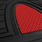 FH Group Premium Liners Tall Channel Trimmable All Weather Rubber Full Set Car Floor Mats (Red) w. Trimmable All-Season Cargo Liner (Black) - Universal Fit for Cars Trucks and SUVs